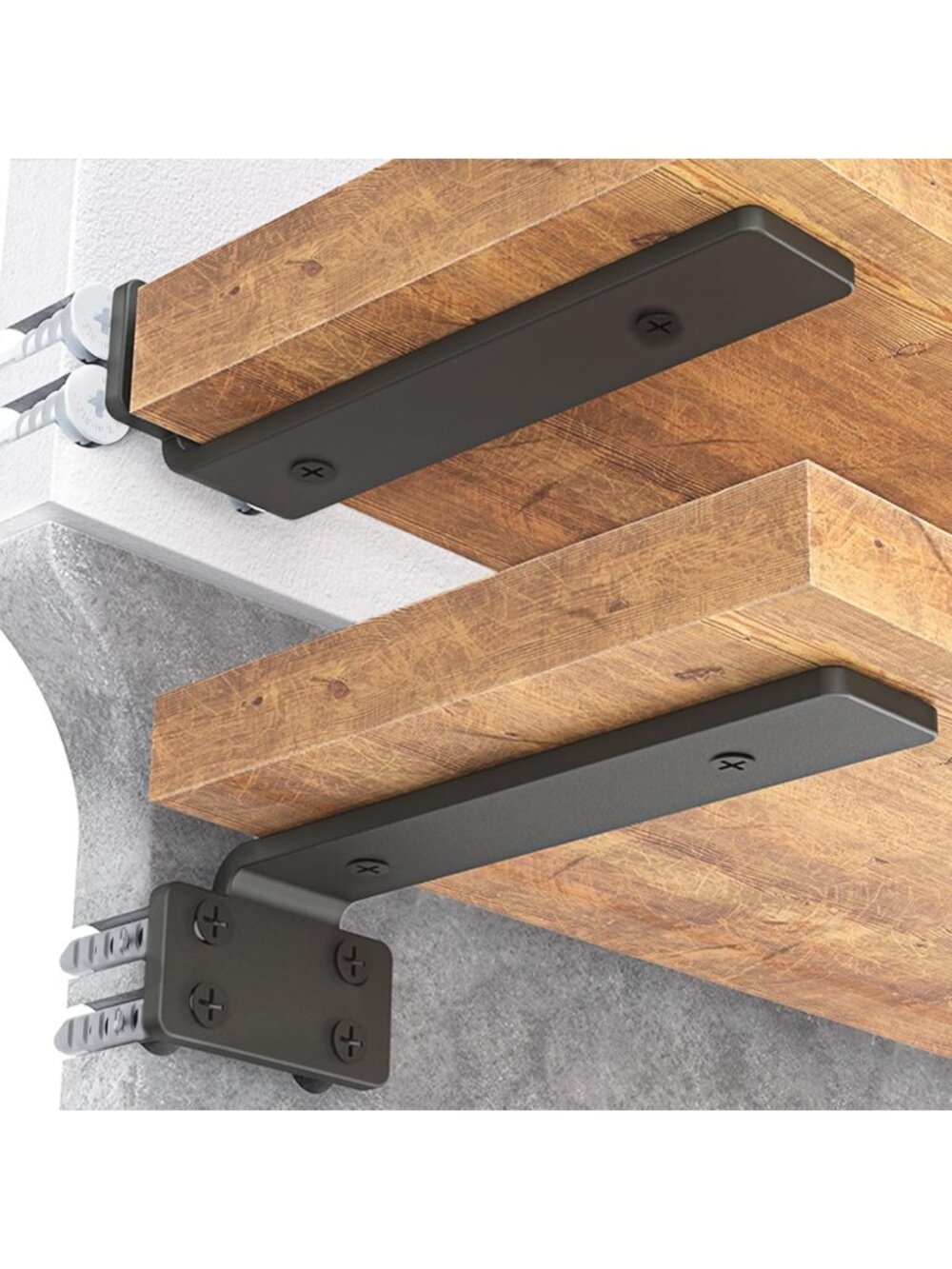 Heavy Duty Floating Shelf Brackets - 6 Inch, 6 Pack, Black Metal Support, 160 lb